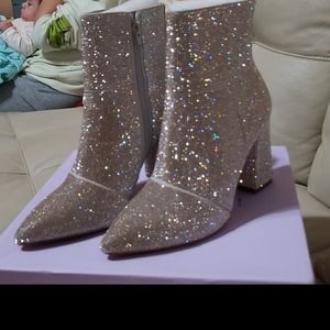 Sparkling Silver Ankle Boots